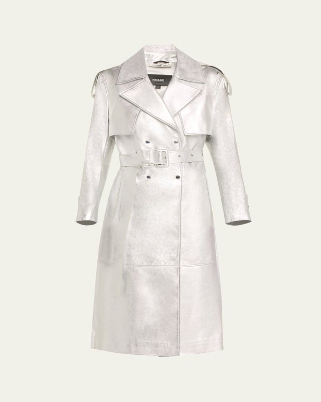 Metallic Leather Trench Coat